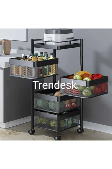 TRENDESK 4 KATLI SİYAH METAL KARE MODERN PATATES SOĞAN SEPETİ, SEBZELİK ürün görseli 1