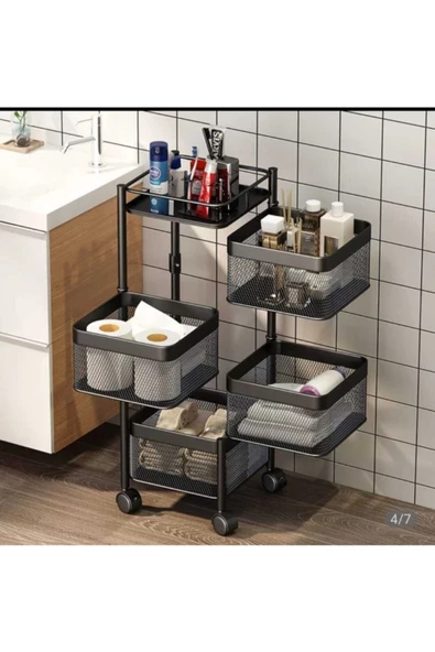 TRENDESK Siyah Metal Lux Kare Banyo Organizer, Banyo Düzenleyici ,kozmetik,takı Düzenleyici ürün görseli 1