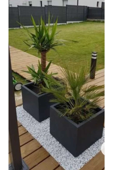 TRENDESK Galvaniz Kare Saksılık, Çiçeklik ,çiçek Standı Texture Mat Siyah 40*40*40 Cm ürün görseli 1