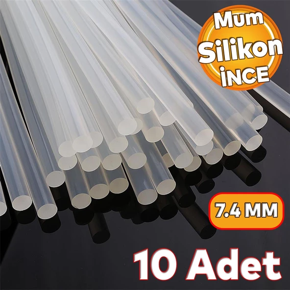 İnce Mum Silikon 7.4 mm Çubuk Sıcak Silikon Hobi Süs Hediyelik Eşya Maket Yapıştırma Slikon 10 ADET ürün görseli 1