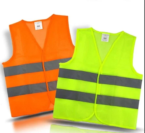 STANDART İKAZ YELEĞİ FOSFORLU TURUNCU VE SARI RENK ürün görseli 1
