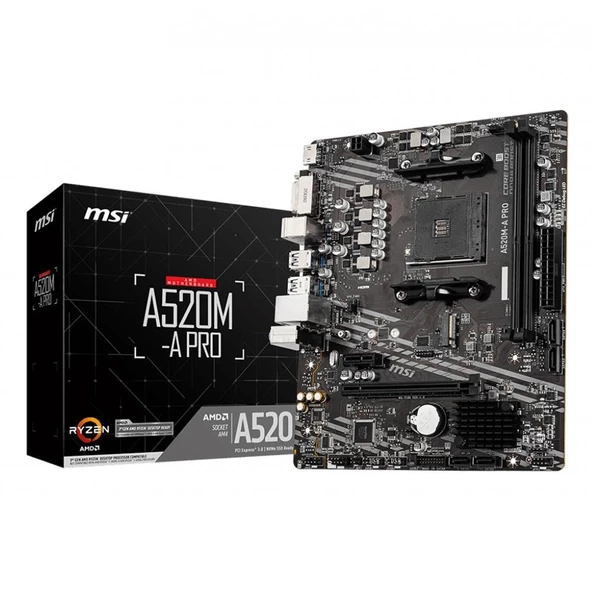 MSI A520M-A PRO Amd A520 Soket AM4 DDR4 4600MHz (OC) M.2 mATX Anakart ürün görseli 1