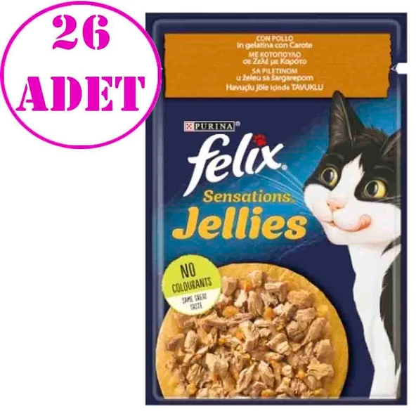 Felix Sensations Tavuklu ve Havuçlu Yaş Kedi Maması 85 gr 26 AD ürün görseli 1
