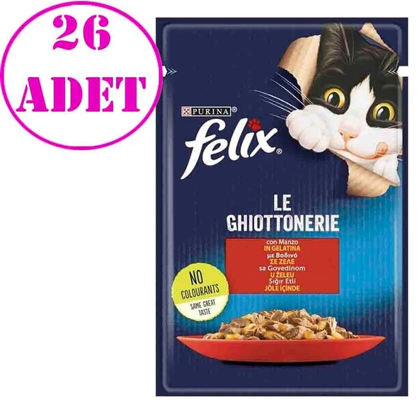 Purina Felix Sığır Etli Yaş Kedi Maması 85 Gr 26 AD ürün görseli 1