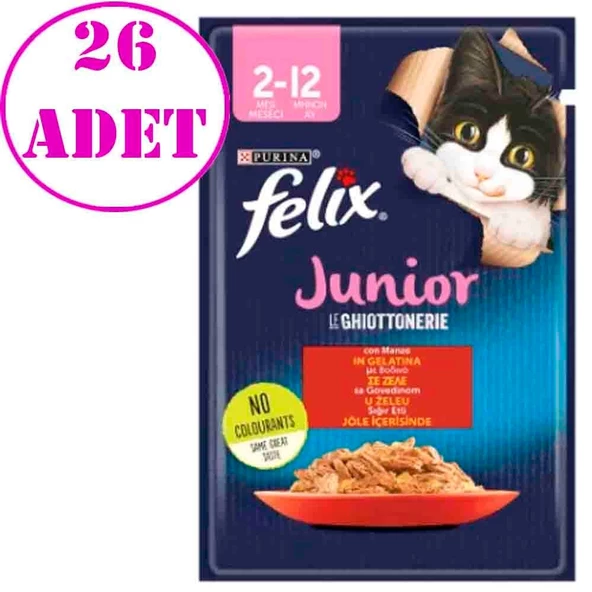 Purina Felix Sığır Eti Yaş Yavru Kedi Maması 85 Gr 26 AD ürün görseli 1