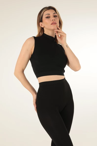 Mio Studio Turtleneck Sports Kısa Üst - Resim 5