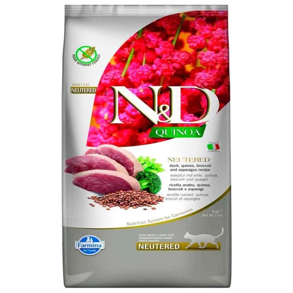 N&D Quinoa Ördek Brokoli Kuşkonmaz Kısır Kedi Maması 5 Kg ürün görseli 1
