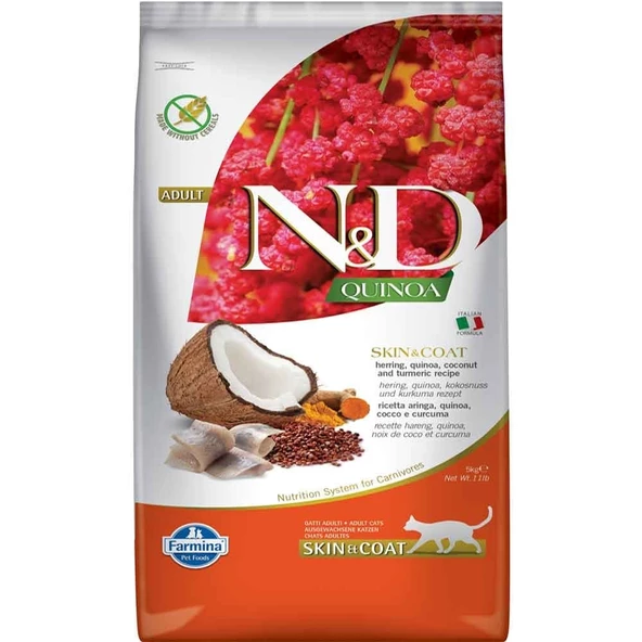 ND Quinoa Skin&Coat Ringa Balıklı Kedi Maması 5 kg ürün görseli 1