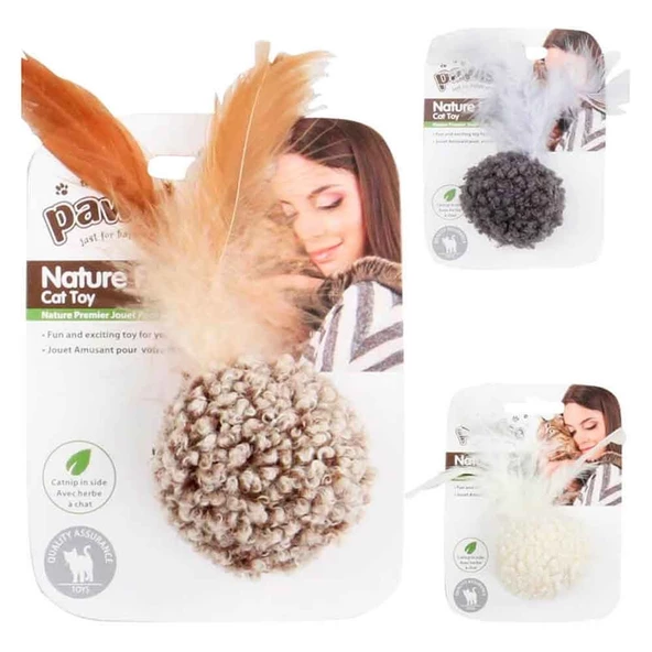Pawise Peluş Kedi Oyuncağı Hışırtılı Tüylü Top 5 cm ürün görseli 1
