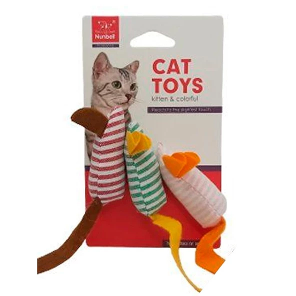 Nunbell 3'lü Kumaş Fare Kedi Oyuncağı 15 cm ürün görseli 1