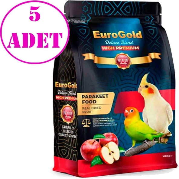 EuroGold Deluxe Blend Gerçek Elmalı Premium Paraket Yemi 1 Kg 5 AD ürün görseli 1
