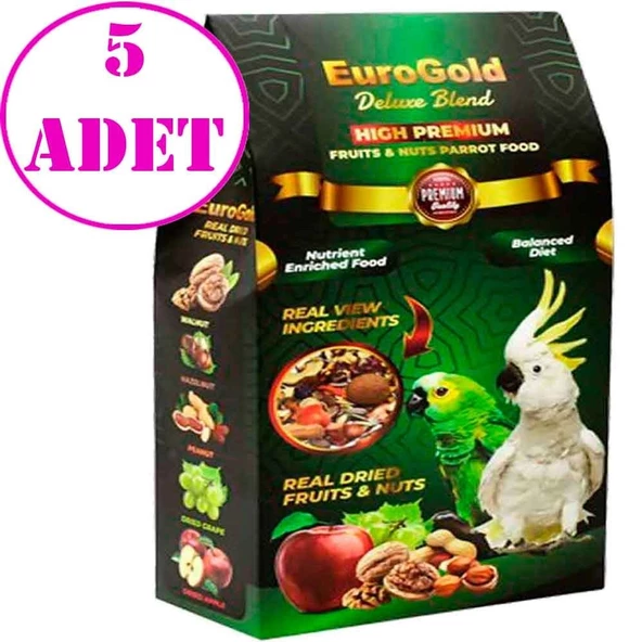 EuroGold Deluxe Blend Meyveli ve Kuruyemişli Papağan Yemi 650 Gr 5 AD ürün görseli 1
