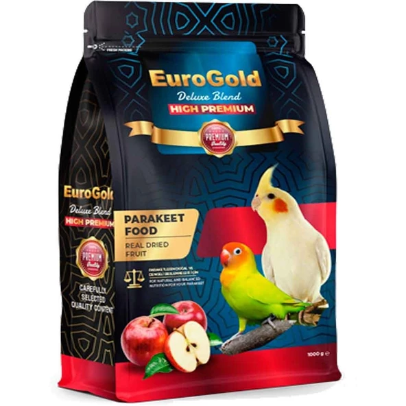 EuroGold Deluxe Blend Gerçek Elmalı Premium Paraket Yemi 1 Kg ürün görseli 1
