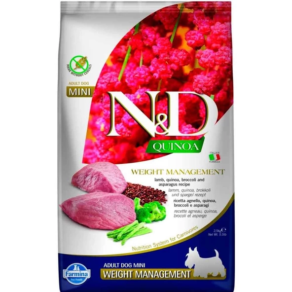 N&D Quinoa Weight Management Kuzu Yetişkin Köpek Maması Mini 2.5 Kg ürün görseli 1