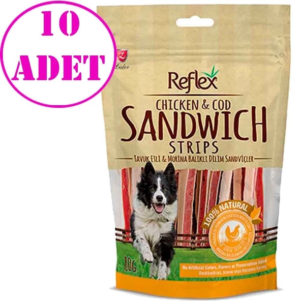 Reflex Tavuk Ve Morina Balığı Sandviç Köpek Ödülü 80 Gr 10 AD ürün görseli 1