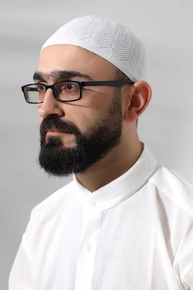Beyaz Safir Dantel Detaylı Örme Namaz Takkesi ürün görseli 1
