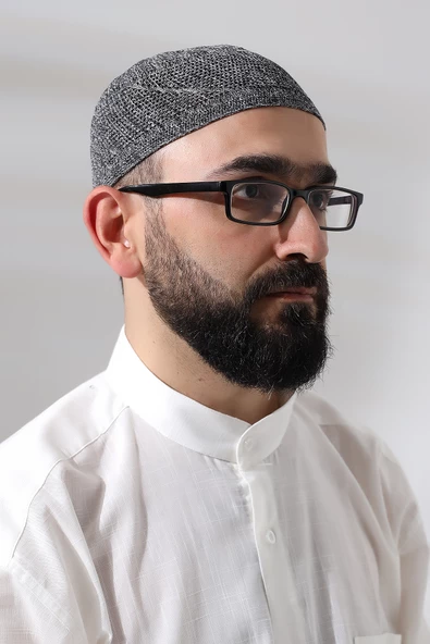 Melanj Dantel Detaylı Örme Gold Namaz Takkesi - Resim 2