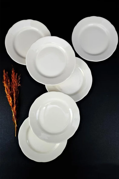 Digithome Papatya 6’lı Porselen Pasta ve Sunum Tabağı Seti 19 Cm Krem - TL4051627 C320.003 ürün görseli 1