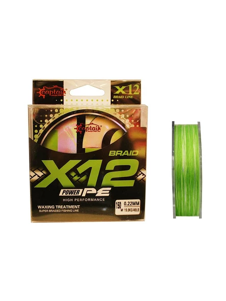 Captain X12 Power PE 12 Örgü Spin İp Misina 150mt Green White ürün görseli 1