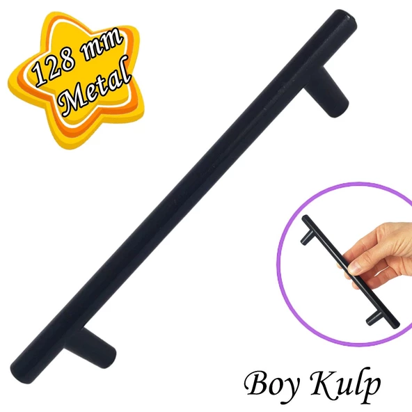 Boy Kulp Mat Siyah 128 mm Kulp Mobilya Mutfak Dolabı Çekmece Dolap Kapak Kulpu Kulbu Metal Kulpları ürün görseli 1