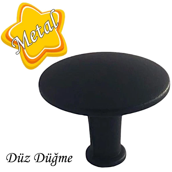 Düz Düğme Siyah Kulp Mobilya Çekmece Dolap Kapak Kulbu Metal Kulp Aksesuarları Vidalı ürün görseli 1