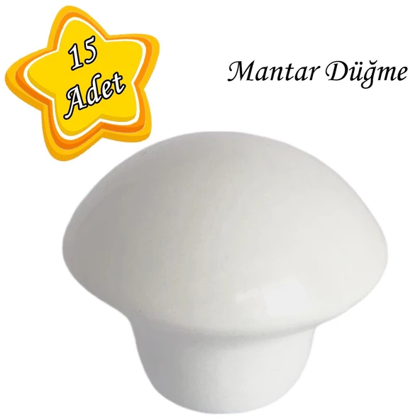 15 Adet Beyaz Mantar Düğme Kulp Mobilya Çekmece Dolap Kapak Kulbu Metal Kulp Aksesuarları Vidalı ürün görseli 1