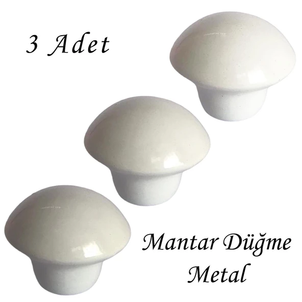 3 Adet Beyaz Mantar Düğme Kulp Mobilya Çekmece Dolap Kapak Kulbu Metal Kulp Aksesuarları Vidalı ürün görseli 1