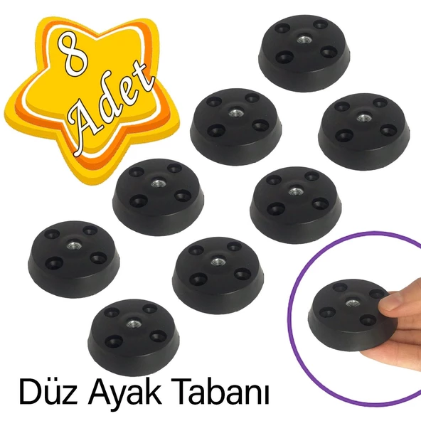 8 Adet Düz Ayak Tabanı Siyah Mobilya Masa Sehpa Ayağı Bağlantı Aparatı Plastik ürün görseli 1