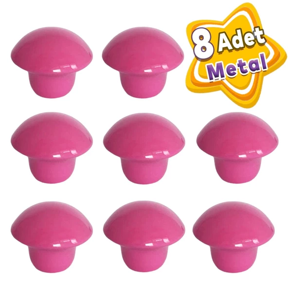 8 Adet Pembe Mantar Düğme Kulp Çocuk Bebek Mobilya Çekmece Dolap Kapak Kulbu Metal Kulp Aksesuarları Vidalı ürün görseli 1