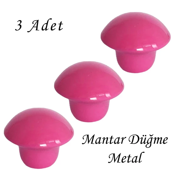 3 Adet Pembe Mantar Düğme Kulp Çocuk Bebek Mobilya Çekmece Dolap Kapak Kulbu Metal Kulp Aksesuarları Vidalı ürün görseli 1