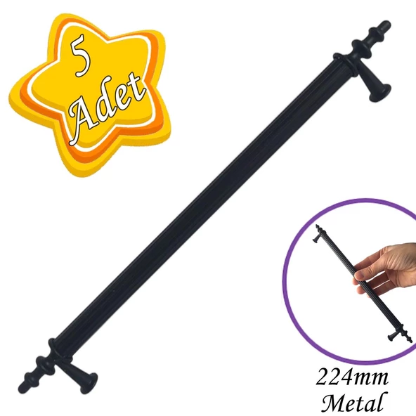 5 Adet Erciyes kulp Siyah 224 mm Kulp Mobilya Mutfak Dolabı Çekmece Dolap Kapak Kulpu Kulbu Metal Kulpları ürün görseli 1