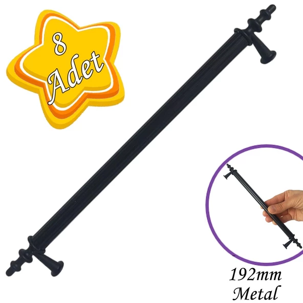 8 Adet Erciyes kulp Siyah 192 mm Kulp Mobilya Mutfak Dolabı Çekmece Dolap Kapak Kulpu Kulbu Metal Kulpları ürün görseli 1