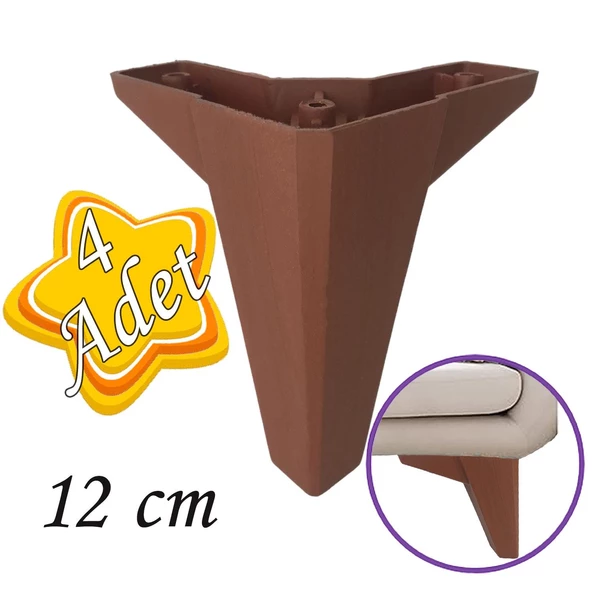 4 Adet Serdivan 12 cm Ceviz Ahşap Desenli Lüx Mobilya Kanepe Sehpa Ünite Koltuk Ayağı Baza Ayak ürün görseli 1
