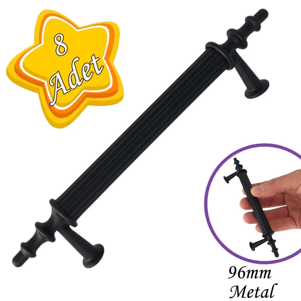 8 Adet Erciyes kulp Siyah 96 mm Kulp Mobilya Mutfak Dolabı Çekmece Dolap Kapak Kulpu Kulbu Metal Kulpları ürün görseli 1