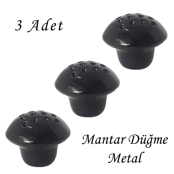 3 Adet Siyah Noktalı Mantar Düğme Kulp Mobilya Çekmece Dolap Kapak Kulbu Metal Kulp Aksesuarları Vidalı ürün görseli 1