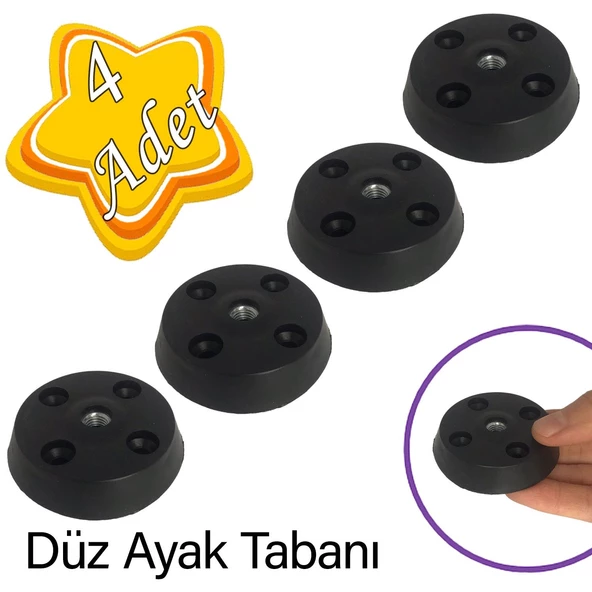 4 Adet Düz Ayak Tabanı Siyah Mobilya Masa Sehpa Ayağı Bağlantı Aparatı Plastik ürün görseli 1