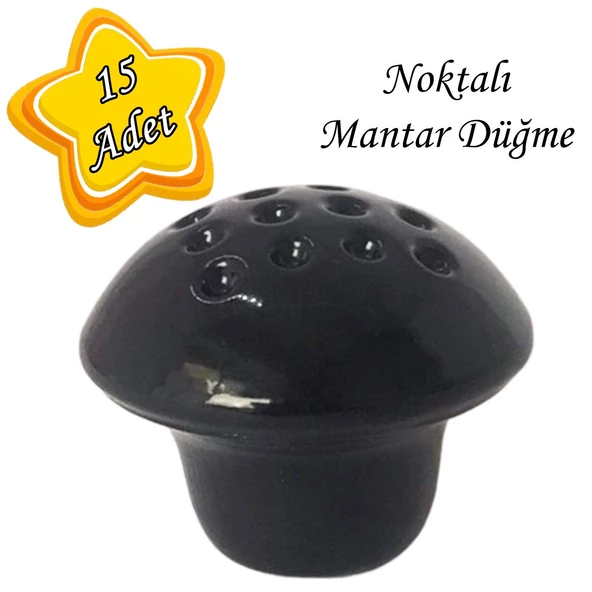 15 Adet Siyah Noktalı Mantar Düğme Kulp Mobilya Çekmece Dolap Kapak Kulbu Metal Kulp Aksesuarları Vidalı ürün görseli 1