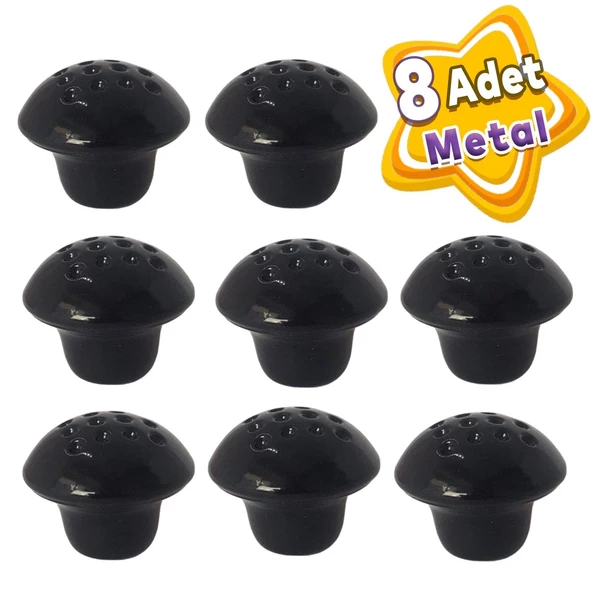 8 Adet Siyah Noktalı Mantar Düğme Kulp Mobilya Çekmece Dolap Kapak Kulbu Metal Kulp Aksesuarları Vidalı ürün görseli 1