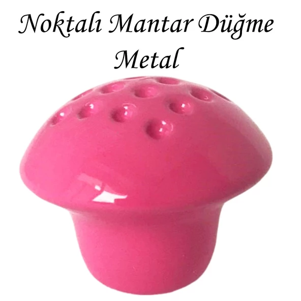 Pembe Noktalı Mantar Düğme Kulp Çocuk Bebek Mobilya Çekmece Dolap Kapak Kulbu Metal Kulp Aksesuarları Vidalı ürün görseli 1