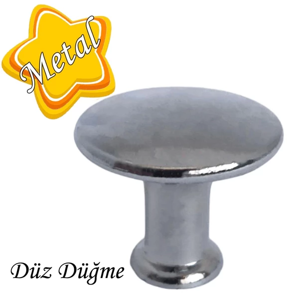 Düz Düğme Krom Kulp Mobilya Çekmece Dolap Kapak Kulbu Metal Kulp Aksesuarları Vidalı ürün görseli 1
