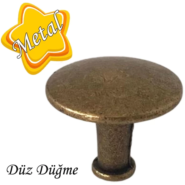 Düz Düğme Antik Sarı Kulp Mobilya Çekmece Dolap Kapak Kulbu Metal Kulp Aksesuarları Vidalı ürün görseli 1