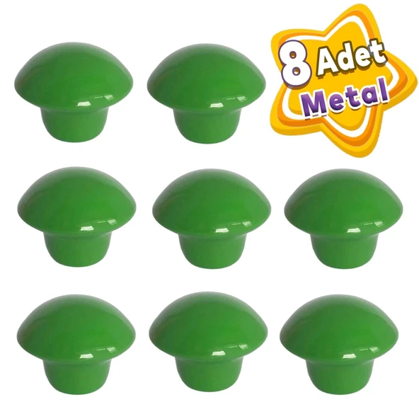 8 Adet Yeşil Mantar Düğme Kulp Çocuk Bebek Mobilya Çekmece Dolap Kapak Kulbu Metal Kulp Aksesuarları Vidalı ürün görseli 1