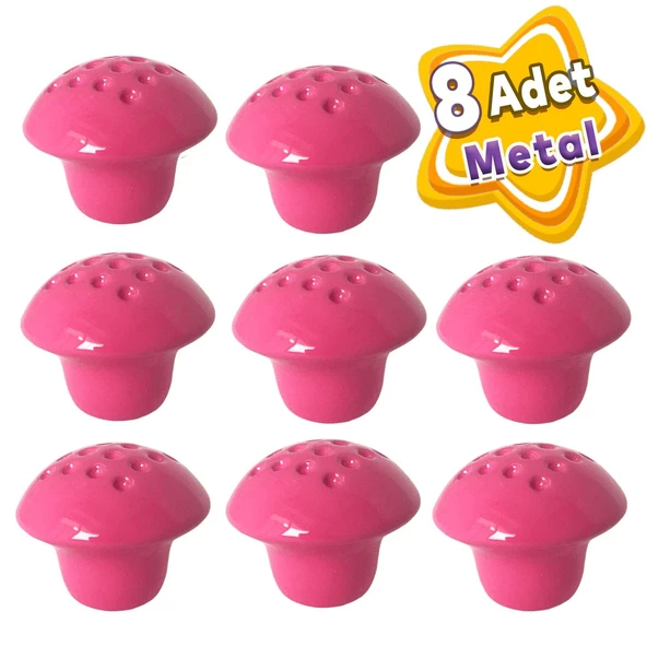 8 Adet Pembe Noktalı Mantar Düğme Kulp Çocuk Bebek Mobilya Çekmece Dolap Kapak Kulbu Metal Kulp Aksesuarları Vidalı ürün görseli 1