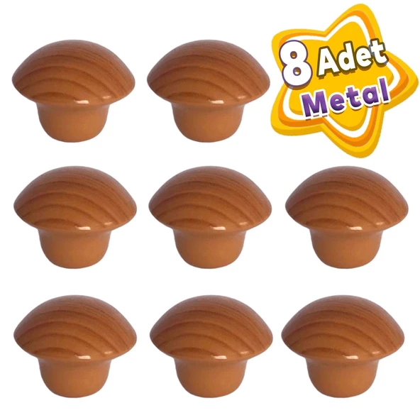 8 Adet Kayın Mantar Düğme Kulp Mobilya Çekmece Dolap Kapak Kulbu Metal Kulp Aksesuarları Vidalı ürün görseli 1