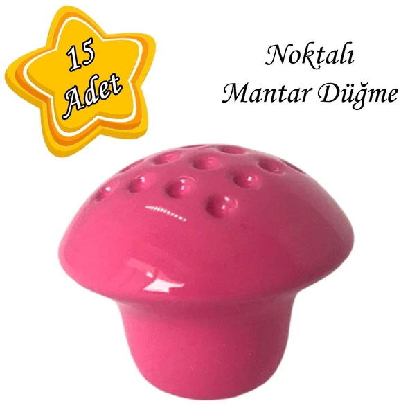 15 Adet Pembe Noktalı Mantar Düğme Kulp Çocuk Bebek Mobilya Çekmece Dolap Kapak Kulbu Metal Kulp Aksesuarları Vidalı ürün görseli 1