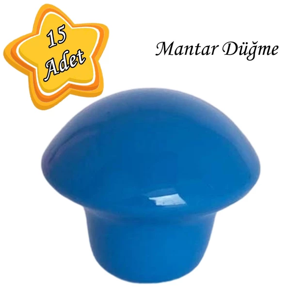 15 Adet Mavi Mantar Düğme Kulp Çocuk Bebek Mobilya Çekmece Dolap Kapak Kulbu Metal Kulp Aksesuarları Vidalı ürün görseli 1