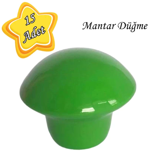15 Adet Yeşil Mantar Düğme Kulp Çocuk Bebek Mobilya Çekmece Dolap Kapak Kulbu Metal Kulp Aksesuarları Vidalı ürün görseli 1