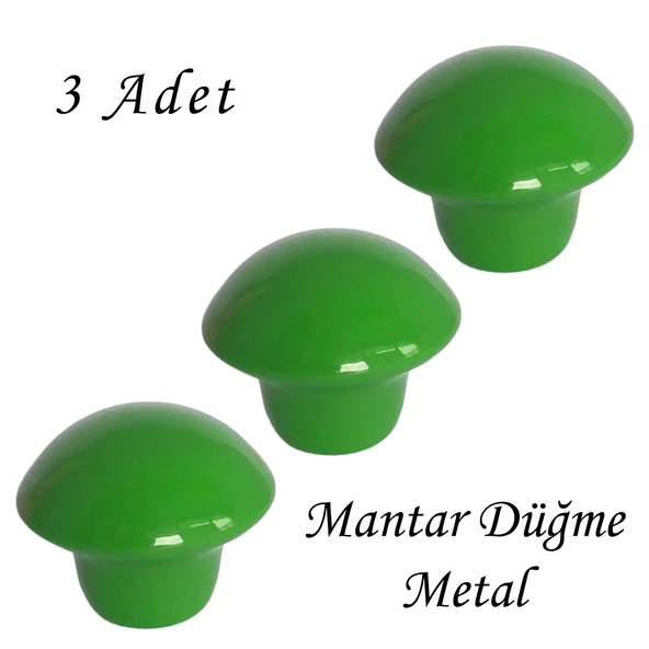 3 Adet Yeşil Mantar Düğme Kulp Çocuk Bebek Mobilya Çekmece Dolap Kapak Kulbu Metal Kulp Aksesuarları Vidalı ürün görseli 1