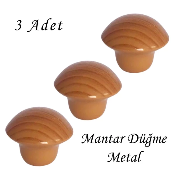 3 Adet Kayın Mantar Düğme Kulp Mobilya Çekmece Dolap Kapak Kulbu Metal Kulp Aksesuarları Vidalı ürün görseli 1