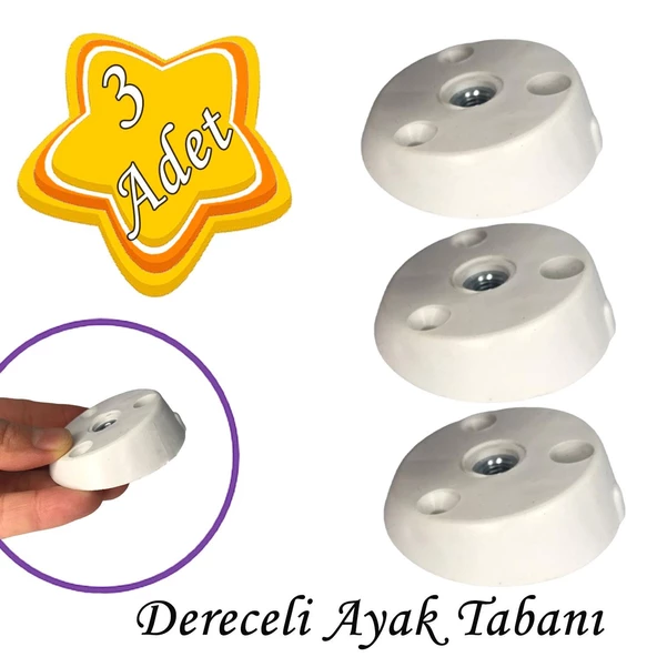 3 Adet Dereceli Ayak Tabanı Beyaz Mobilya Masa Sehpa Ayağı Bağlantı Aparatı Açılı  Plastik ürün görseli 1